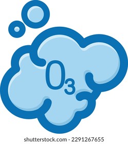 Vektorgrafik einer Wolke mit dem Symbol O3. Trioxyd. Chemische Gase.