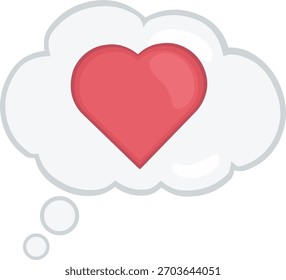 Ilustración vectorial Nube Pensamiento y corazón en pensar en el concepto de amor Icono