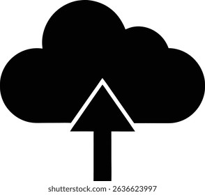 Vector Illustration of Cloud Upload Filled Silhouette for Internet Publishing