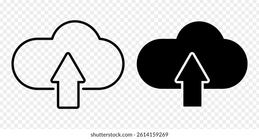 Vector illustration of Cloud Upload icon set isolated on transparent background