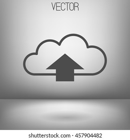 Vector illustration. Cloud upload icon. Flat style sign.