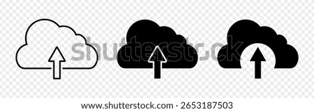 Vector illustration of Cloud Upload icon set isolated on transparent background