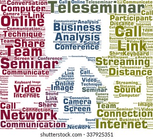 vector and illustration of a cloud of words related to teleseminars and webinars.