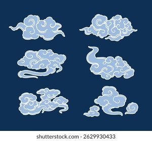 Ilustración vectorial de nubes en estilo chino