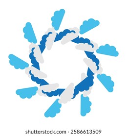 vector illustration of clouds circle frame 