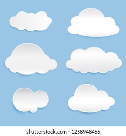 Vector illustration of clouds collection on blue background 