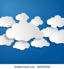 Vector illustration of clouds collection on a blue background