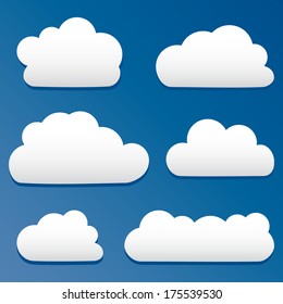 Vector illustration of clouds collection. Set of clouds with shadow.