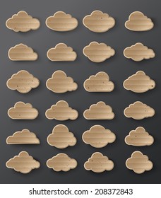 Vector illustration of clouds collection.card board paper art style.
