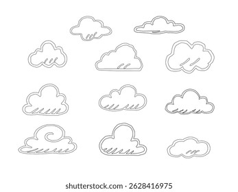 Vector illustration of clouds.set of colorful clouds.weather icon set. weather icons.clouds computing concept. Cloud computing icon. clouds pattern background