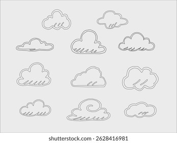 Vector illustration of clouds.set of colorful clouds.weather icon set. weather icons.clouds computing concept. Cloud computing icon. clouds pattern background