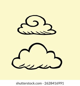 Ilustración vectorial de nubes. conjunto de nubes de colores. conjunto de iconos de Clima. iconos de Clima. concepto de computación de nubes. Icono de computación en la nube. fondo de patrón de nubes