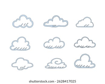 Vector illustration of clouds.set of colorful clouds.weather icon set. weather icons.clouds computing concept. Cloud computing icon. clouds pattern background