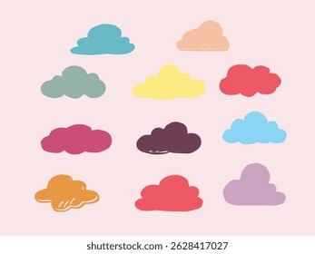 Vector illustration of clouds.set of colorful clouds.weather icon set. weather icons.clouds computing concept. Cloud computing icon. clouds pattern background