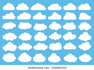 Vector illustration of clouds flat icon set