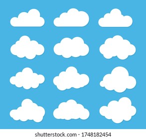 Vector illustration of clouds flat icon set