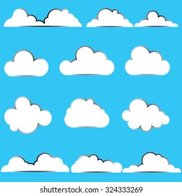 Vector illustration of clouds icon set.