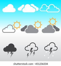 Vector illustration of clouds icon set.