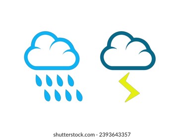Vektorgrafik von Wolken mit Niederschlag und Blitz