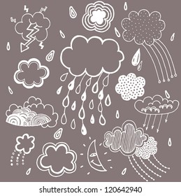 Vector illustration with clouds and rain