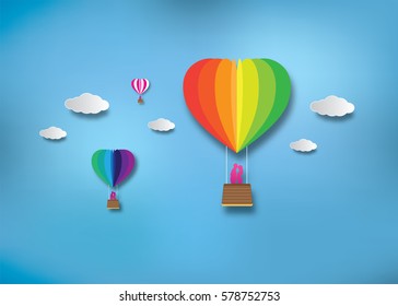Vector illustration Clouds rainbow Balloon on a background