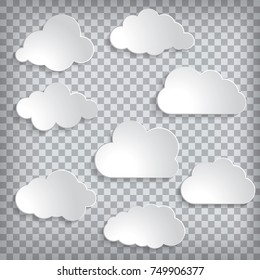 Vector illustration of clouds set on a chequered background