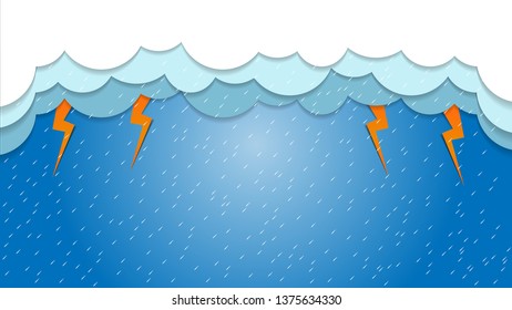 Vector illustration, clouds and storm , the rain, autumn, Lightning storm .vector art 
