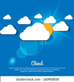 Vector illustration of clouds and sun