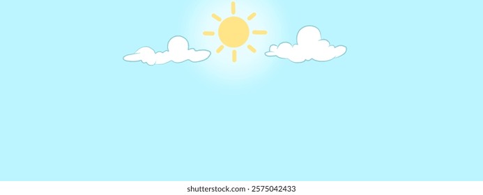 Vector illustration of clouds and sun in a clear sky. cartoon background for children's book drawings.