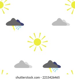 Vector illustration clouds sun seamless pattern