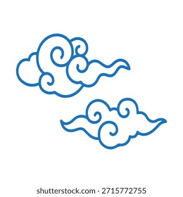 Una Ilustración vectorial de nubes en un estilo tradicional de batik, con Formas orgánicas fluidas, intrincados patrones repetitivos y elegantes detalles de línea.