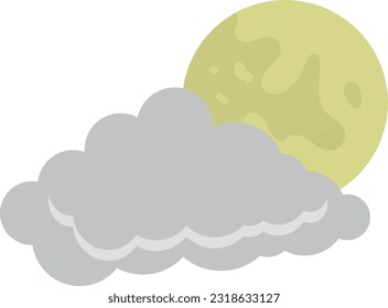 Vector illustration of a cloudy night with a full moon.