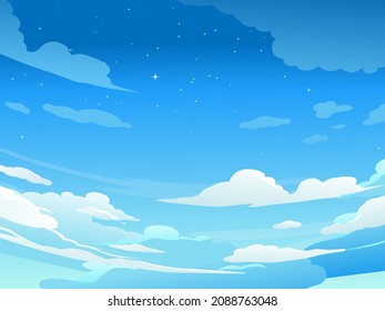 Vector illustration of Cloudy Sky in Anime style. Background design