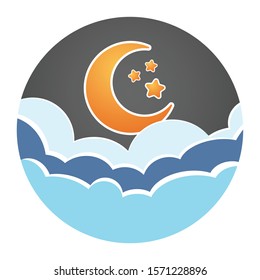 Vector Illustration of cloudy sky and moon with star on circle. can be used for infographic elements.