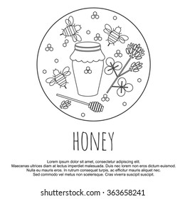 vector illustration. clover, flower honey. linear icons
