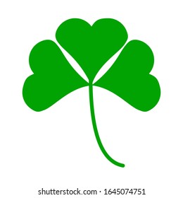 Vector illustration of a clover leaf. The luck symbol is isolated from a white background.