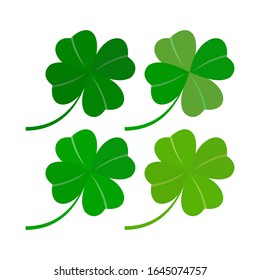 Vector illustration of a clover leaf. The luck symbol is isolated from a white background.