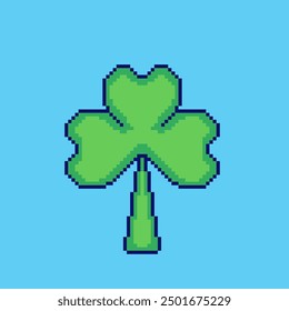 Vector Illustration of a clover leaf with Pixel Art Design, perfect for game assets themed designs