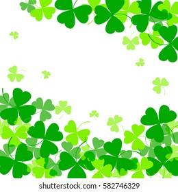 Vector illustration of clover leaves on white. St Patrick's Day background