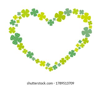 Vector illustration of a clover in the shape of a heart. four Leaf Clover