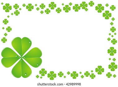 Vector illustration of clovers with drops isolated on white
