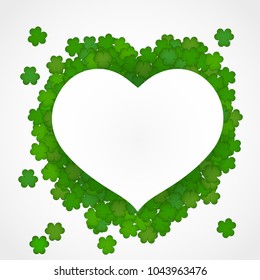 vector illustration of clovers with heart silhouette, happy saint patrick's day, clover.