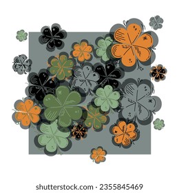 Vector illustration of clovers. Patrick's day. Four leaf clover