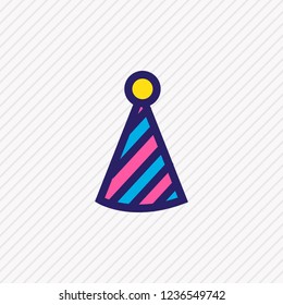 Vector illustration of clown cap icon colored line. Beautiful celebrate element also can be used as party hat icon element.