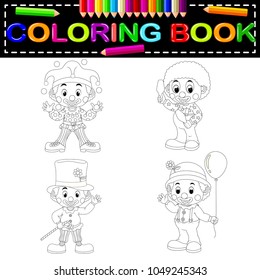 vector illustration of clown coloring book