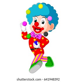 vector illustration of clown playing balls