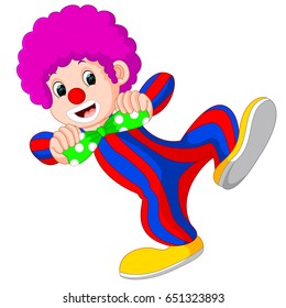 vector illustration of clown using big tie cartoon