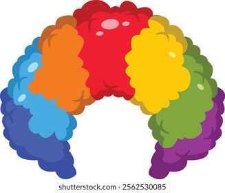 Vector illustration of clown wig. Colorful wig, costume