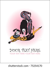  Vector illustration with clowns. Place for your text.