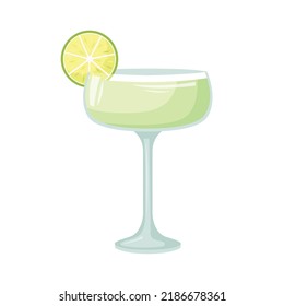 Vector illustration of a club alcoholic cocktail. Daiquiri